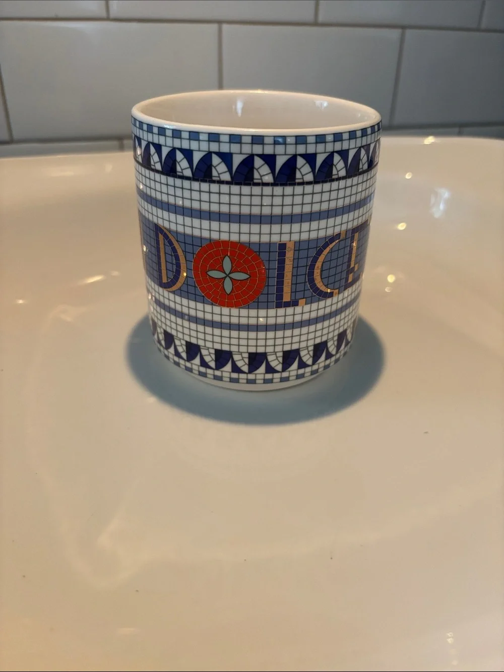 Anthropologie Dolce Vita Bistro mug with 24k gold accents